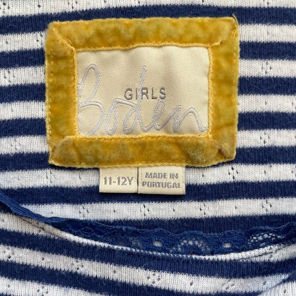 Mini Boden Navy Striped long Sleeve Shirt